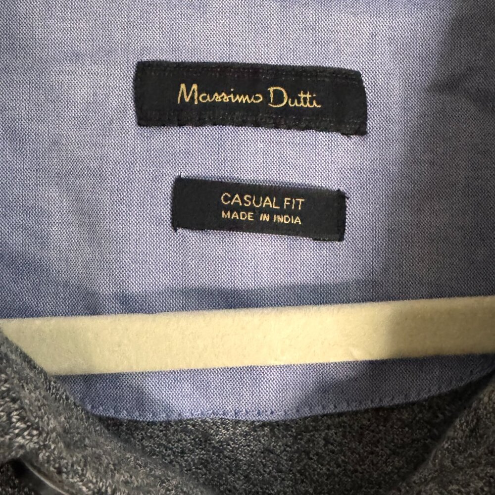 Massimo Dutti 100% Cotton XL Gray Long Sleeve Button Polo Shirt Business Career - Picture 3 of 9
